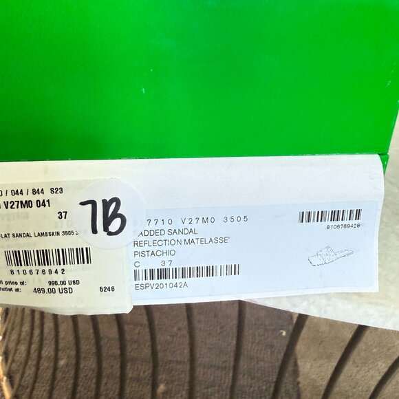 BOTTEGA VENETA Quilted Leather Padded Flat Slide Sandals - Reflection Pistachio - Picture 13 of 13